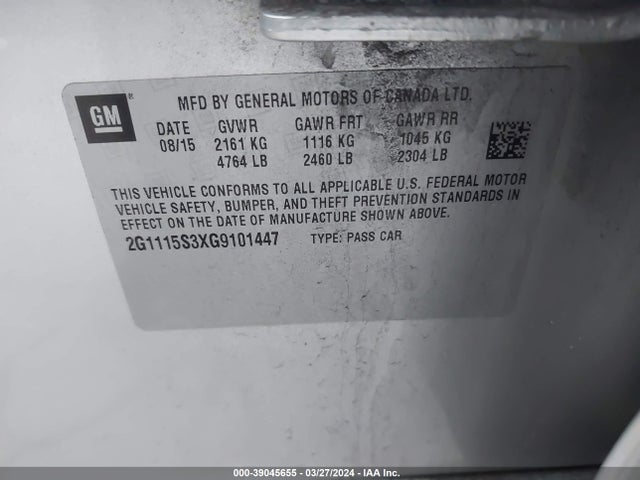 Chevrolet Impala 2lt 2016 2G1115S3XG9101447 Image 9