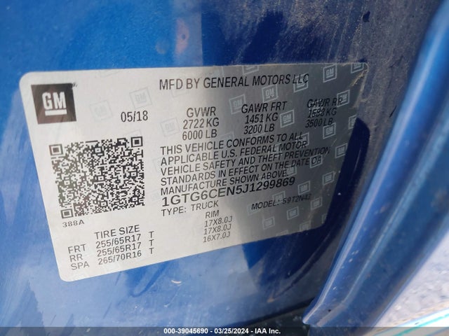 GMC CANYON SLE 2018 1GTG6CEN5J1299869 Image 9