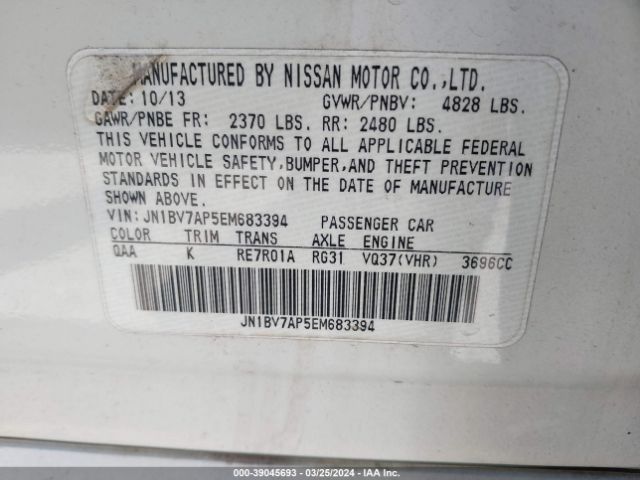JN1BV7AP5EM683394 Infiniti Q50