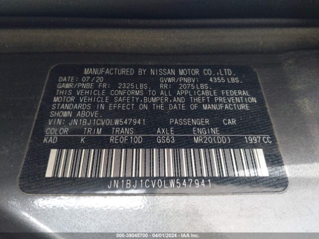 JN1BJ1CV0LW547941 Nissan Rogue Sport Sv Fwd Xtronic Cvt