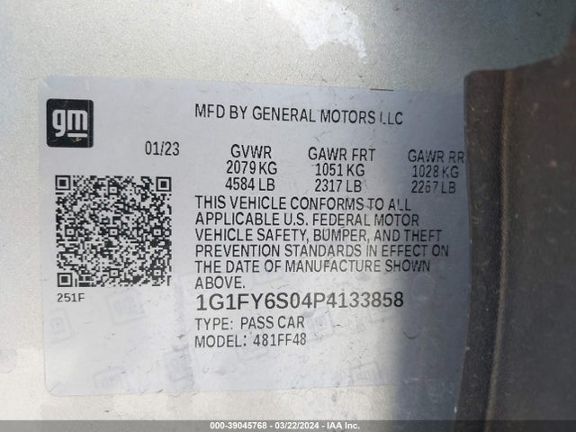 Продаж на аукціоні авто 2023 Chevrolet Bolt Euv Fwd Lt, vin: 1G1FY6S04P4133858, номер лоту: 39045768