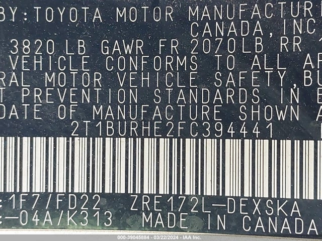 Toyota Corolla S Plus 2015 2T1BURHE2FC394441 Image 9