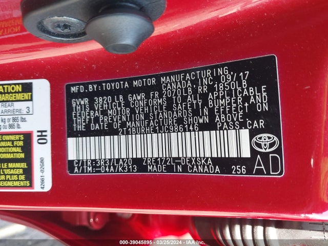 Toyota Corolla Xse 2018 2T1BURHE1JC986146 Image 9