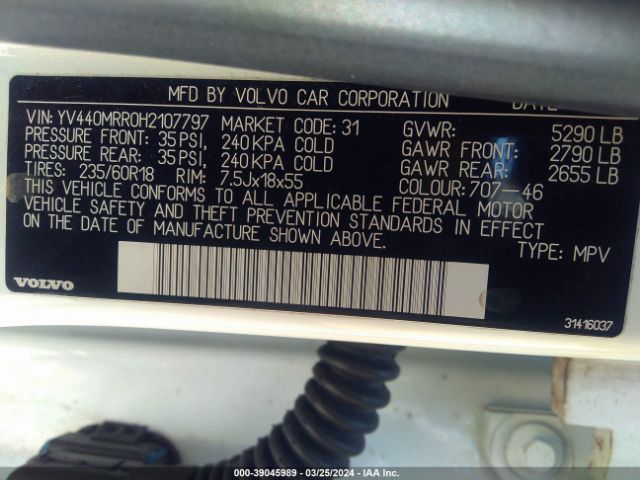 YV440MRR0H2107797 Volvo Xc60 T5 Dynamic