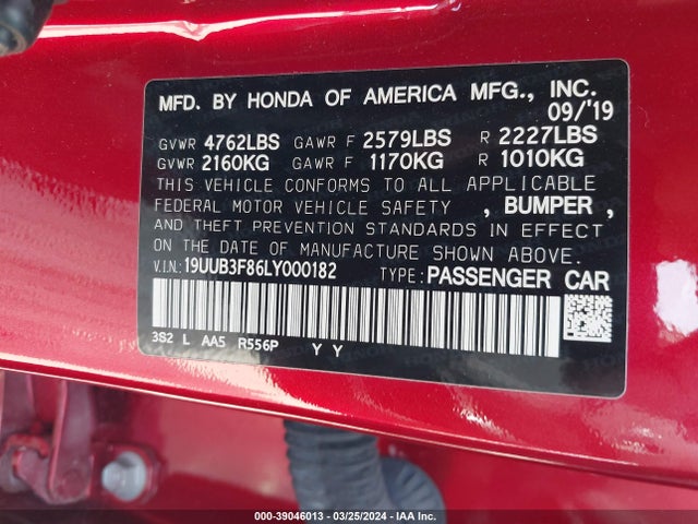 Acura Tlx Advance Package/pmc Edition 2020 19UUB3F86LY000182 Image 9
