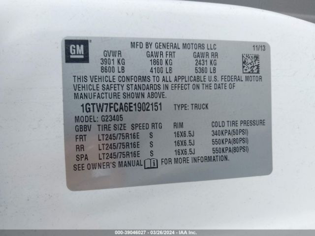 1GTW7FCA6E1902151 GMC Savana 2500 Work Van