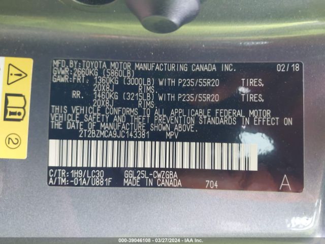 2T2BZMCA9JC143381 Lexus Rx 350 F Sport