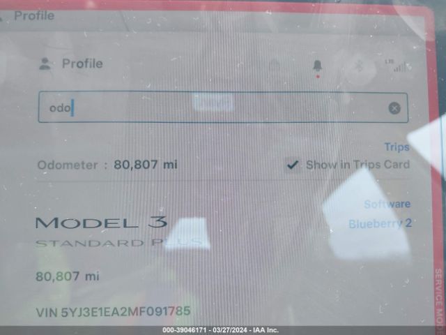 5YJ3E1EA2MF091785 Tesla Model 3 Standard Range Plus Rear-wheel Drive