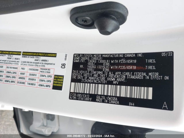 Lexus RX 350 2022 2T2HZMDA1NC347591 Image 9