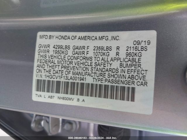 1HGCV1F13LA001941 Honda ACCORD LX