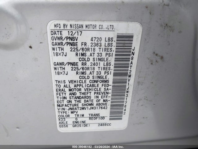 Nissan Rogue Sl 2018 JN8AT2MV1JW317642 Image 9