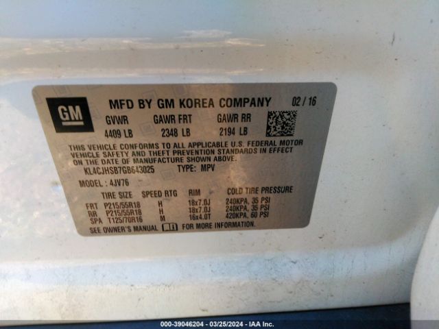 KL4CJHSB7GB643025 Buick Encore Premium
