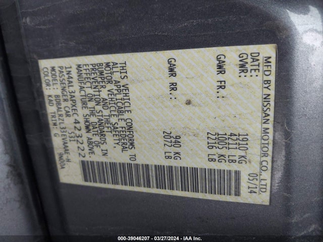Nissan Altima 2.5 S 2014 1N4AL3APXEC423222 Image 9