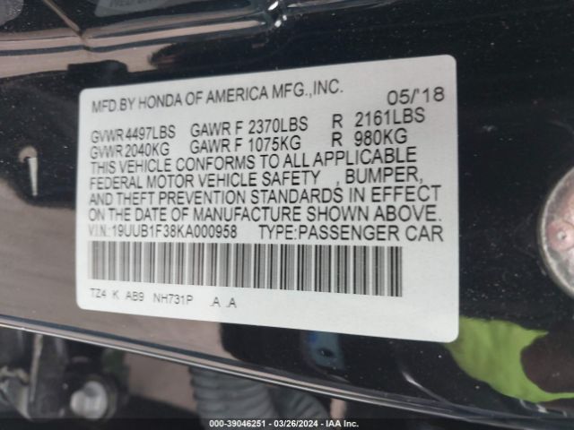 19UUB1F38KA000958 Acura Tlx Standard