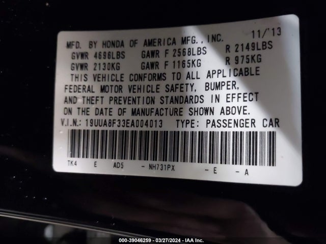 Acura Tl 3.5 Special Edition 2014 19UUA8F33EA004013 Image 9