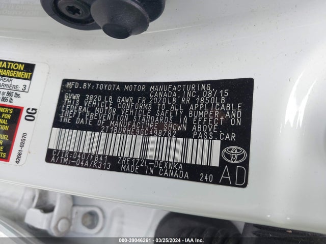 Toyota Corolla Le Plus 2016 2T1BURHE9GC498782 Image 9