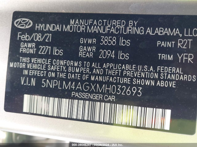 Hyundai ELANTRA SEL 2021 5NPLM4AGXMH032693 Image 9
