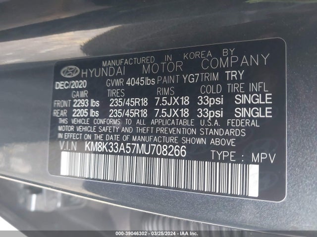 Hyundai Kona Limited 2021 KM8K33A57MU708266 Image 9