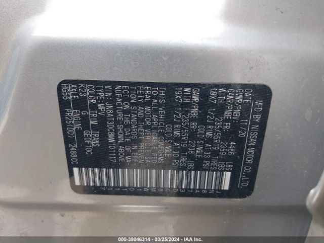 JN8AT3DC8MW101117 Nissan Rogue Platinum Fwd