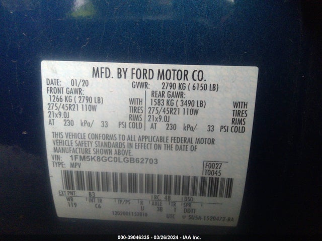 Ford Explorer St 2020 1FM5K8GC0LGB62703 Image 9