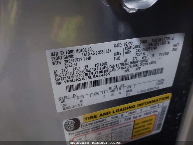 Ford Expedition Limited Max 2020 1FMJK2AT5LEA44355 Image 9