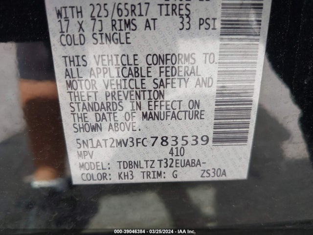 Nissan ROGUE SV 2015 5N1AT2MV3FC783539 Image 9
