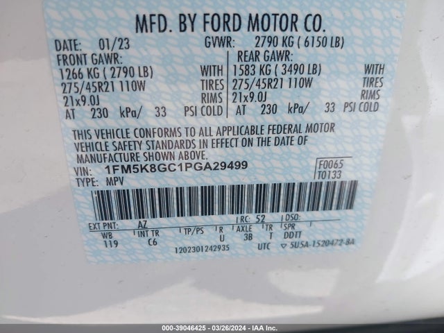 Ford Explorer St 2023 1FM5K8GC1PGA29499 Image 9