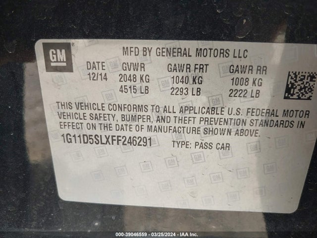 Chevrolet MALIBU 2LT 2015 1G11D5SLXFF246291 Image 9