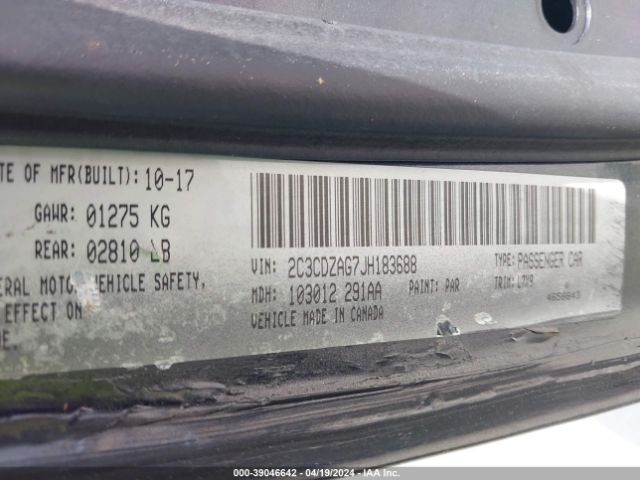 2C3CDZAG7JH183688 Dodge Challenger Sxt
