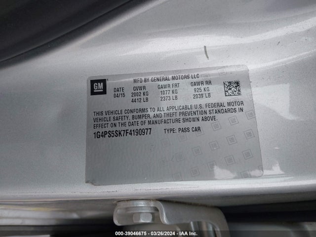 1G4PS5SK7F4190977 Buick Verano Leather Group