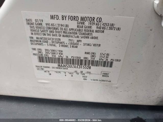 Ford Ecosport Ses 2020 MAJ6S3JL5LC315528 Image 9