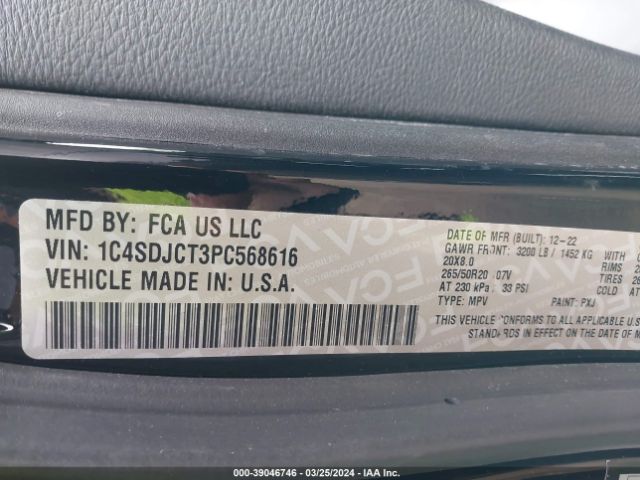 1C4SDJCT3PC568616 Dodge Durango R/t Plus Awd