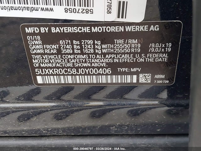 BMW X5 Xdrive35i 2018 5UXKR0C58J0Y00406 Image 9