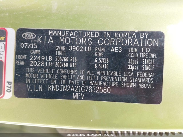 KIA Soul 2016 KNDJN2A21G7832580 Image 9