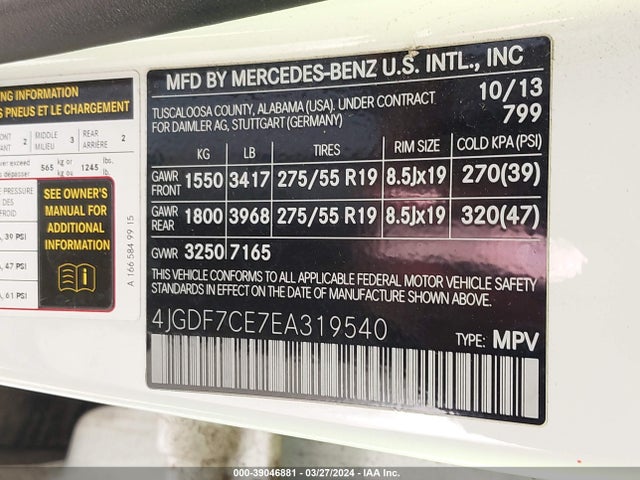 Mercedes-Benz Gl 450 4matic 2014 4JGDF7CE7EA319540 Image 9