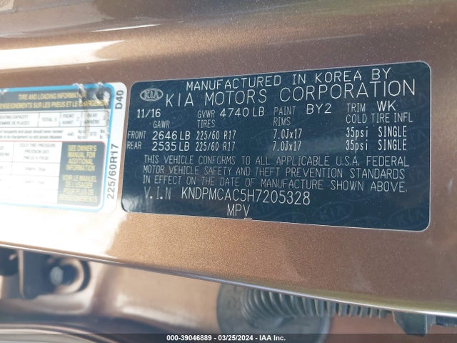 KIA Sportage Lx 2017 KNDPMCAC5H7205328 Image 9