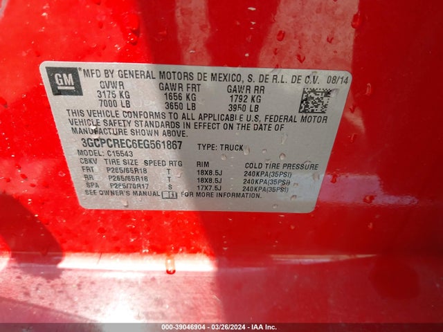 Chevrolet Silverado 1500 1lt 2014 3GCPCREC6EG561867 Image 9