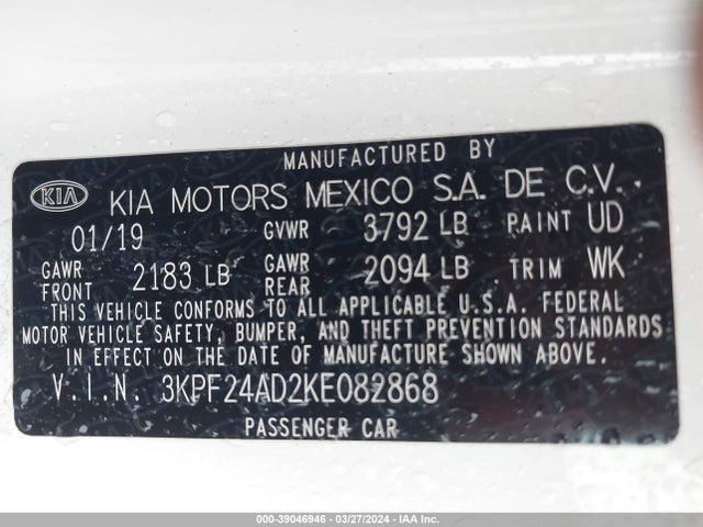 KIA Forte Lxs 2019 3KPF24AD2KE082868 Image 9