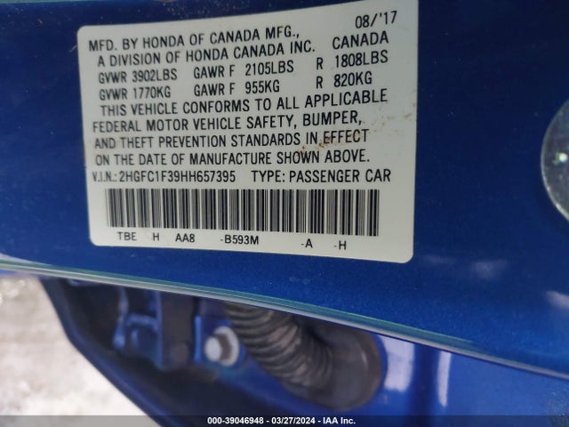 Honda Civic Ex-t 2017 2HGFC1F39HH657395 Image 9