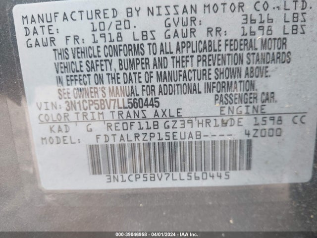 Nissan Kicks S Xtronic Cvt 2020 3N1CP5BV7LL560445 Image 9