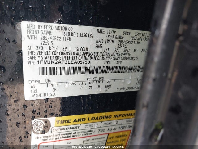 Ford Expedition Limited Max 2020 1FMJK2AT3LEA05750 Image 9