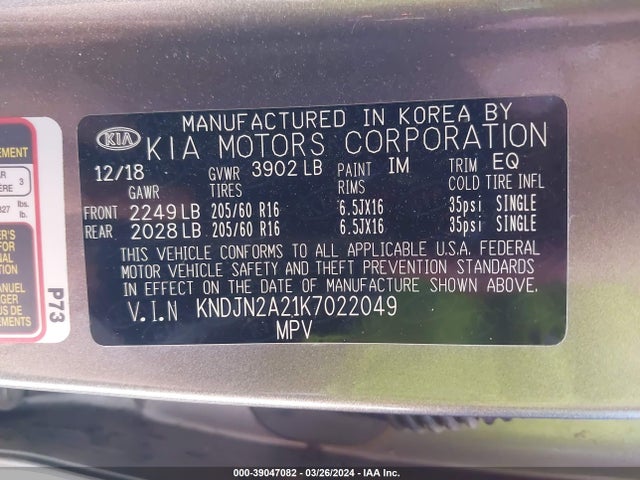 KIA Soul 2019 KNDJN2A21K7022049 Image 9