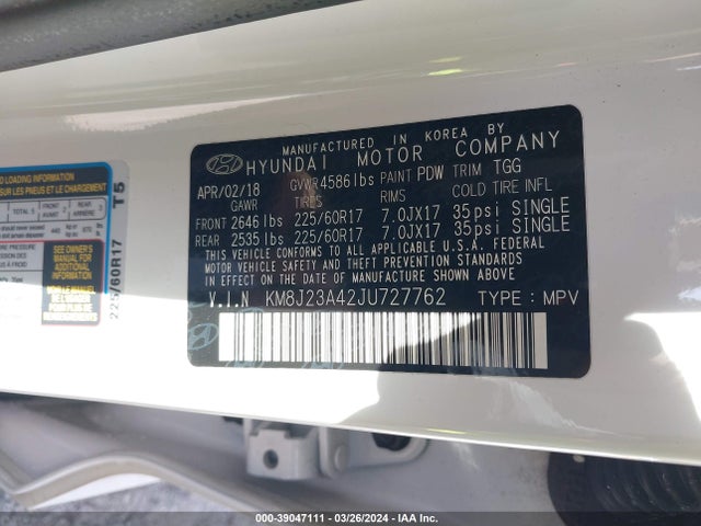 Hyundai TUCSON SE 2018 KM8J23A42JU727762 Image 9