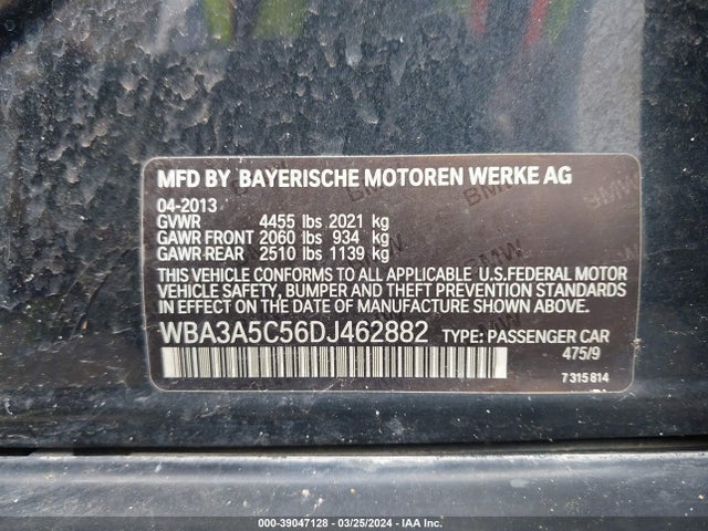 Продаж на аукціоні авто 2013 Bmw 328i, vin: WBA3A5C56DJ462882, номер лоту: 39047128