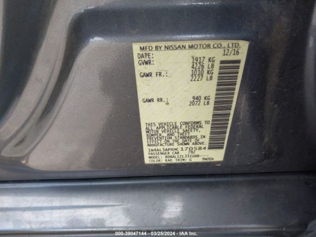 1N4AL3APXHC170584 Nissan Altima 2.5 Sv