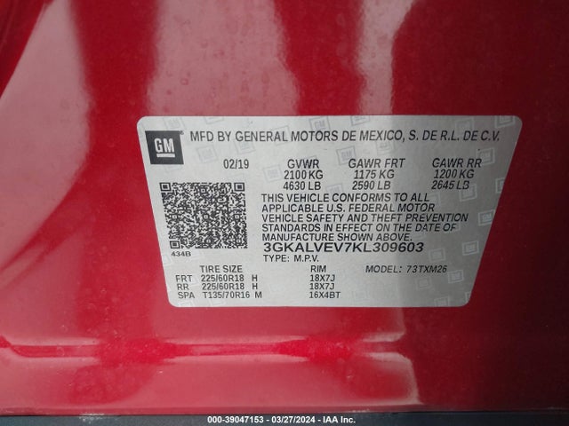 GMC Terrain Slt 2019 3GKALVEV7KL309603 Image 9