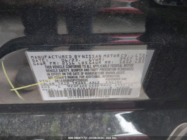 Nissan Sentra S Xtronic Cvt 2023 3N1AB8BV0PY298686 Image 9