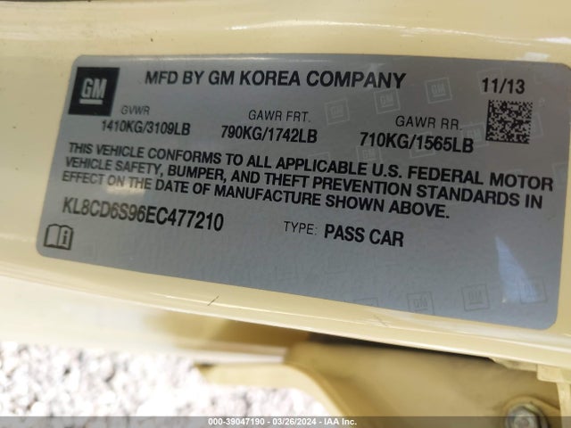 Chevrolet Spark 1lt Auto 2014 KL8CD6S96EC477210 Image 9