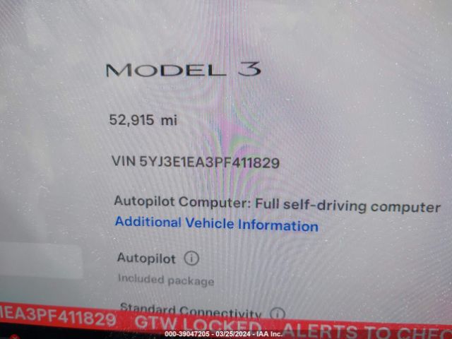 5YJ3E1EA3PF411829 Tesla Model 3 Rear-wheel Drive