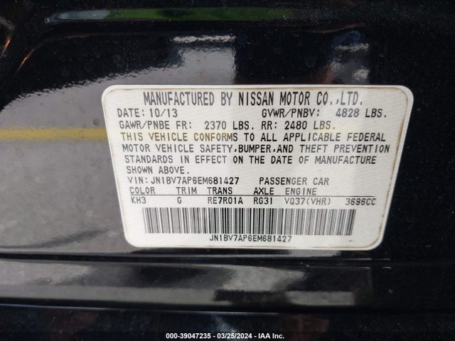 JN1BV7AP6EM681427 Infiniti Q50